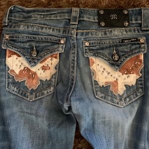 Size 28 miss me jeans bootcut cowhide pockets